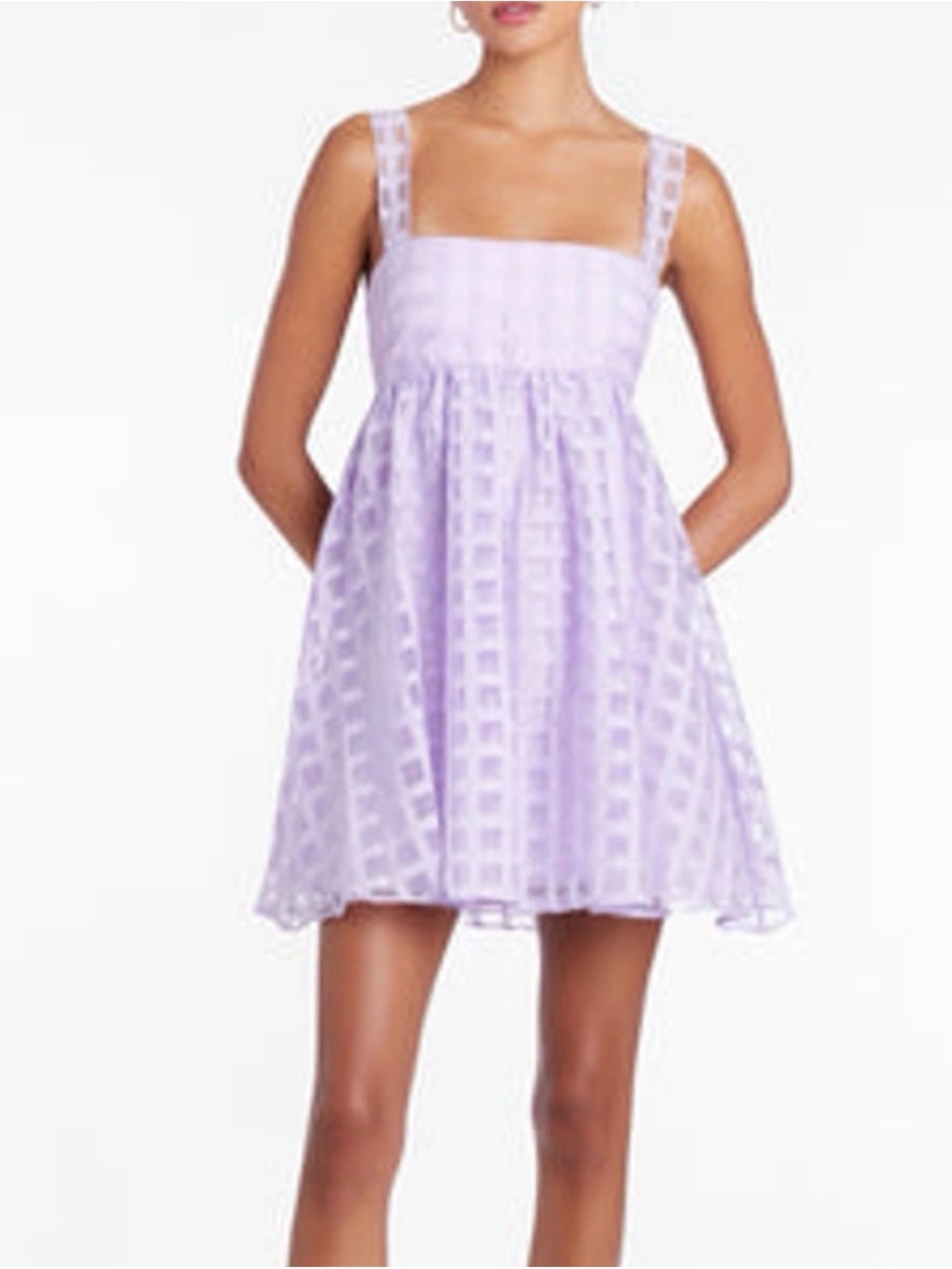 Amanda Uprichard Lilac Check Babydoll Mini Dress